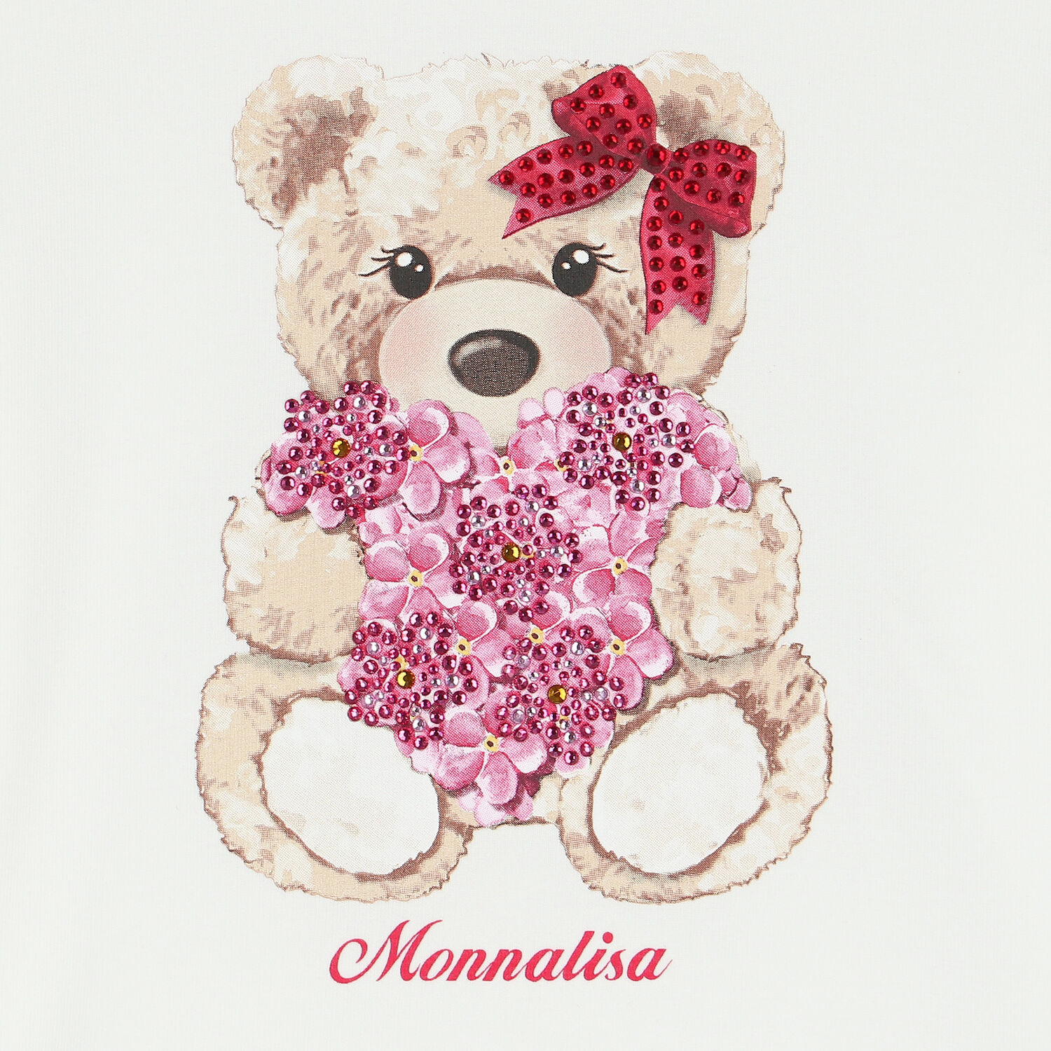 Girls White & Pink Teddy Tulle Dress, 2, hi-res